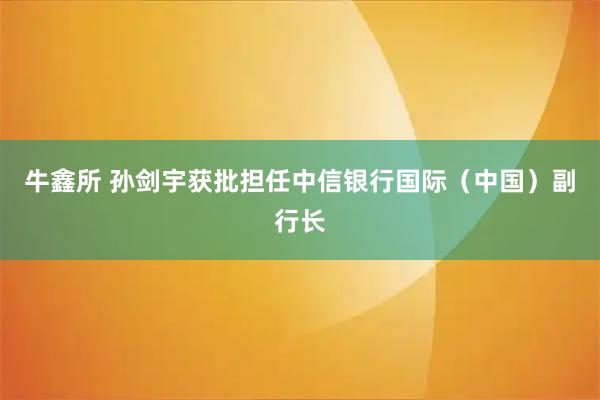 牛鑫所 孙剑宇获批担任中信银行国际（中国）副行长